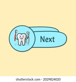 Blue sky button with teeth illustration vector isolated use for button web, site, website, game, interactive design