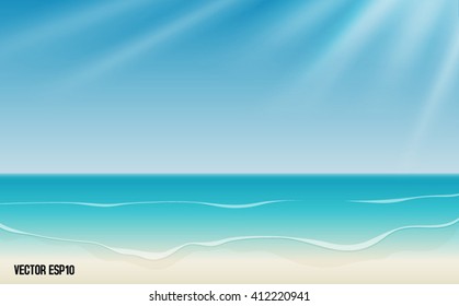 Blue sky and calm sea in a vector format.