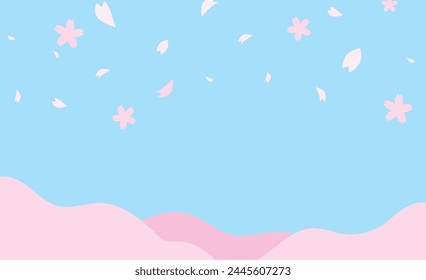 Blue sky and cherry blossom illustration background