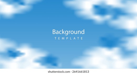 
Blue Sky and Cloud Background Template with Soft White Clouds