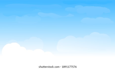 Blue Sky With Cloud Background Vector Illustration.