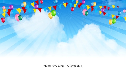 Blue sky cloud balloon background