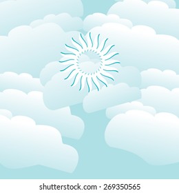 blue sky cloud with beautiful sun vector 