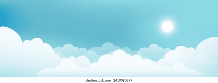 Blue sky with cloud in bright daylight vector illustration. 