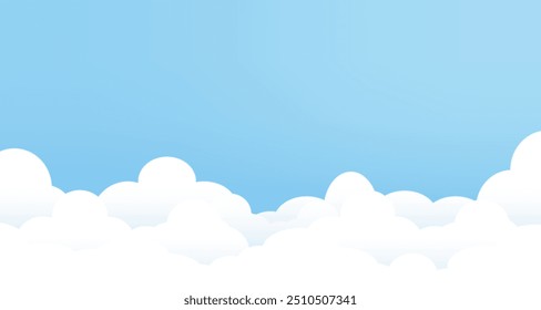 Blue sky with cloud in bright daylight vector illustration. 