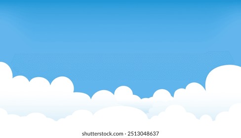 Blue sky with cloud in bright daylight vector illustration. 
