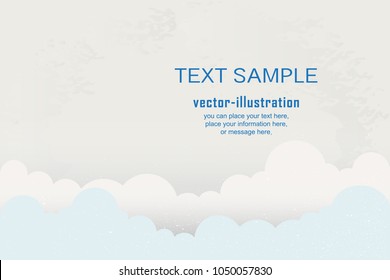 Blue sky with cloud gray Grey art background - White Cloud frame with grey colour space for text -  Vector illustration