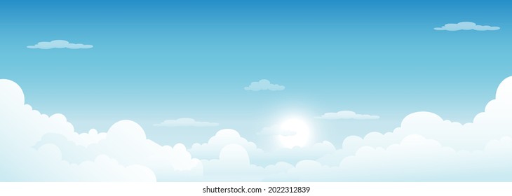 Blue sky with cloud on sunny day, heaven beautiful sunny weather in clear air, can use for nature sky backdrop wallpaper vector illustration. 