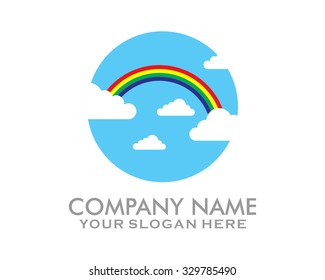 blue sky cloud overcast rainbow logo image icon