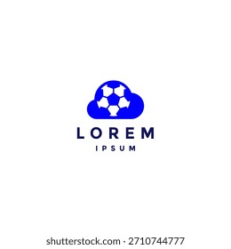 Blue Sky Cloud Soccer Logo Design. Soccer Ball Among Blue Clouds Logo Design.