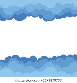 Blue sky cloud vector frame illustration background
