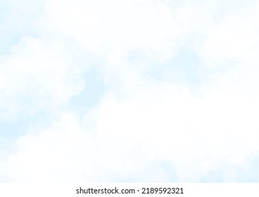 Blue sky with clouds abstract watercolor background