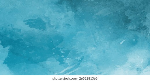 Blue Sky with Clouds and Abstract Watercolor Digital Art Painting Texture Background for Modern Artistic Design. Soft Blue Sky with White Clouds and Abstract Watercolor Texture for Digital Art