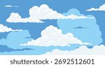 Blue sky and clouds background, cloudy cartoon illustration