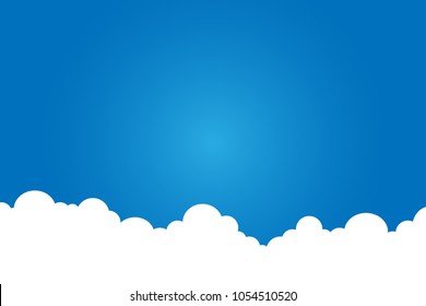 Blue sky and clouds background vector illustration with copy space. 