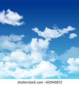 Blue sky with clouds background. Vector illustration