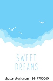 Blue sky with clouds and birds for Your design
