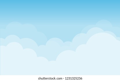 Blue sky with clouds. Can be used poster or presentation design. Nature concept. Clean background. Vector illustration.