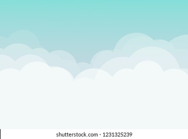 Blue sky with clouds. Can be used poster or presentation design. Nature concept. Clean background. Vector illustration.