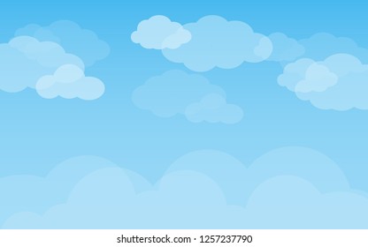 Blue sky with clouds. Can be used poster or presentation design. Nature concept. Clean background. Vector illustration.