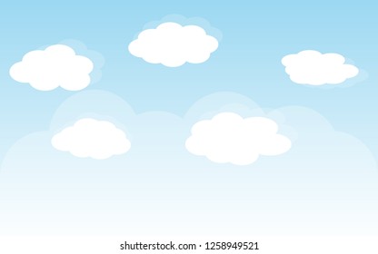 Blue sky with clouds. Can be used poster or presentation design. Nature concept. Clean background. Vector illustration.