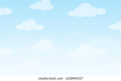 Blue sky with clouds. Can be used poster or presentation design. Nature concept. Clean background. Vector illustration.