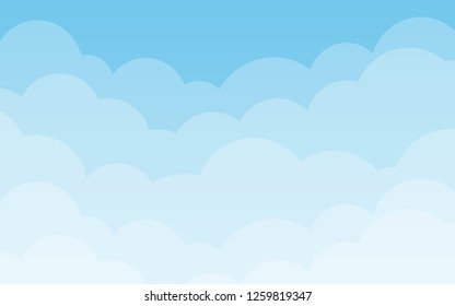 Blue sky with clouds. Can be used poster or presentation design. Nature concept. Clean background. Vector illustration.