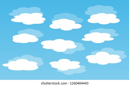 Blue sky with clouds. Can be used poster or presentation design. Nature concept. Clean background. Vector illustration.