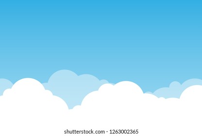 Blue sky with clouds. Can be used poster or presentation design. Nature concept. Clean background. Vector illustration.