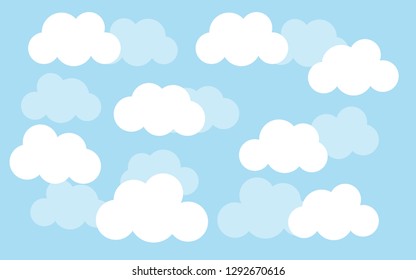 Blue sky with clouds. Can be used poster or presentation design. Nature concept. Clean background. Vector illustration.