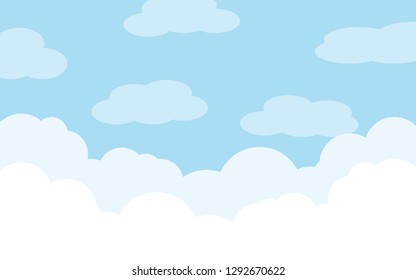 Blue sky with clouds. Can be used poster or presentation design. Nature concept. Clean background. Vector illustration.