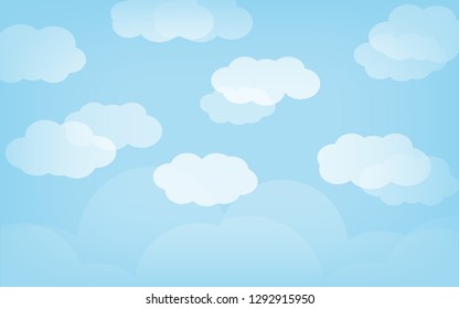 Blue sky with clouds. Can be used poster or presentation design. Nature concept. Clean background. Vector illustration.