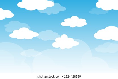 Blue sky with clouds. Can be used poster or presentation design. Nature concept. Clean background. Vector illustration.