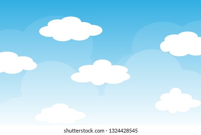 Blue sky with clouds. Can be used poster or presentation design. Nature concept. Clean background. Vector illustration.