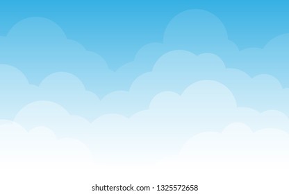 Blue sky with clouds. Can be used poster or presentation design. Nature concept. Clean background. Vector illustration.