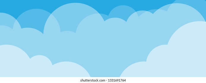 Blue sky with clouds. Can be used poster or presentation design. Nature concept. Clean background. Vector illustration.