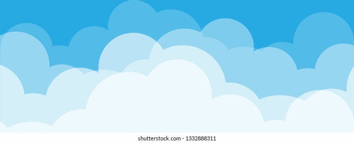 Blue sky with clouds. Can be used poster or presentation design. Nature concept. Clean background. Vector illustration.