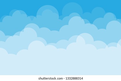 Blue sky with clouds. Can be used poster or presentation design. Nature concept. Clean background. Vector illustration.