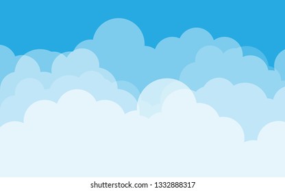Blue sky with clouds. Can be used poster or presentation design. Nature concept. Clean background. Vector illustration.