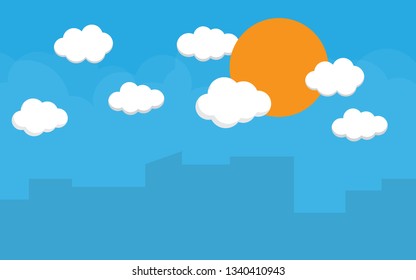 Blue sky with clouds. Can be used poster or presentation design. Nature concept. Clean background. Vector illustration.