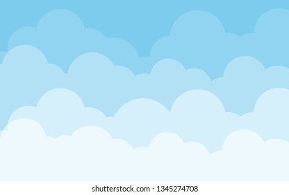 Blue sky with clouds. Can be used poster or presentation design. Nature concept. Clean background. Vector illustration.