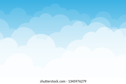 Blue sky with clouds. Can be used poster or presentation design. Nature concept. Clean background. Vector illustration.