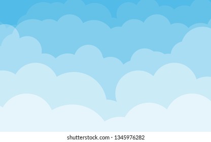 Blue sky with clouds. Can be used poster or presentation design. Nature concept. Clean background. Vector illustration.