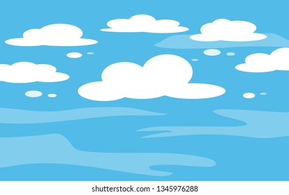 Blue sky with clouds. Can be used poster or presentation design. Nature concept. Clean background. Vector illustration.
