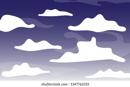Blue sky with clouds. Can be used poster or presentation design. Nature concept. Clean background. Vector illustration.
