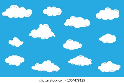 Blue sky with clouds. Can be used poster or presentation design. Nature concept. Clean background. Vector illustration.