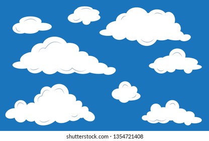 Blue sky with clouds. Can be used poster or presentation design. Nature concept. Clean background. Vector illustration.