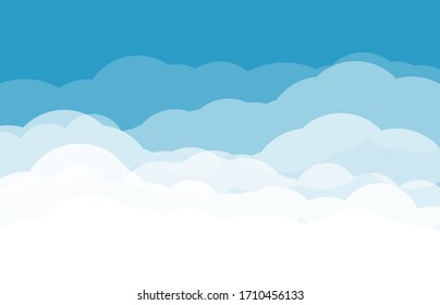 Blue Sky with Clouds. Cartoon Background. Bright Illustration for Design.