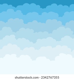 Cielo azul con nubes. Fondo del papel de dibujo. Ilustración brillante para el diseño. Diseño elegante con afiche plano, postales, banners web. Objeto aislado. Ilustración del vector