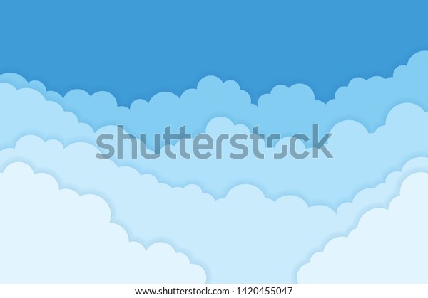 Blue Sky With Clouds Cartoon Paper Background Bright Illustration For Design Stylish Design 5597